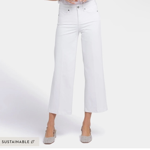 NYDJ  Teresa Wide Leg Ankle Jeans white cropped high rise 14 New - Picture 14 of 14